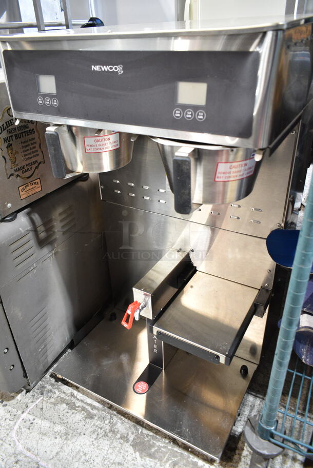 BRAND NEW SCRATCH AND DENT! 2024 Newco GDF-P Stainless Steel Commercial Countertop Double Coffee Machine w/ Hot Water Dispenser and 2 Metal Brew Baskets. Does Not Come w/ Satellite Servers. 120/240 Volts, 1 Phase.  - Image 3 of 8