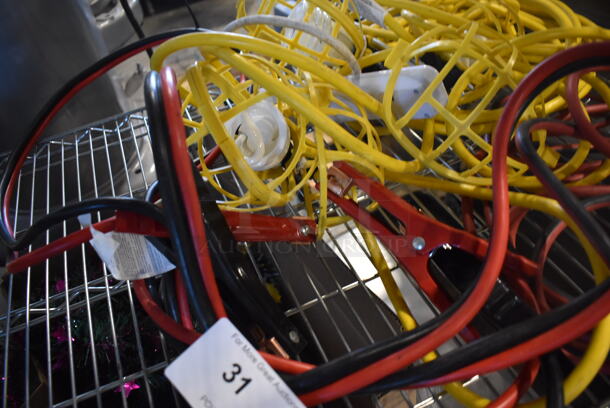 ALL ONE MONEY! Lot of Charger Cables, Extension Cord w/ Outlet, Power Strip and 2 Cords w/ Lights - Image 4 of 4