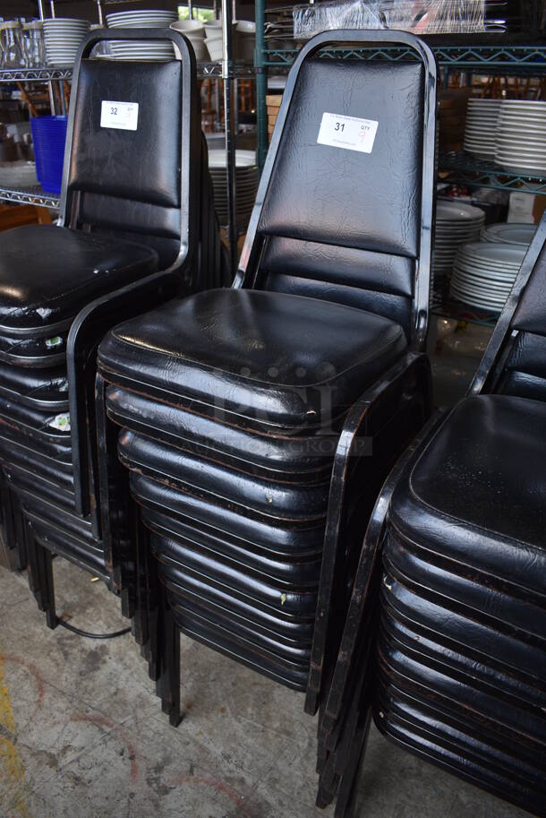 9 Black Metal Stackable Banquet Chairs w/ Black Cushions. 18x20x34. 9 Times Your Bid! - Image 2 of 4