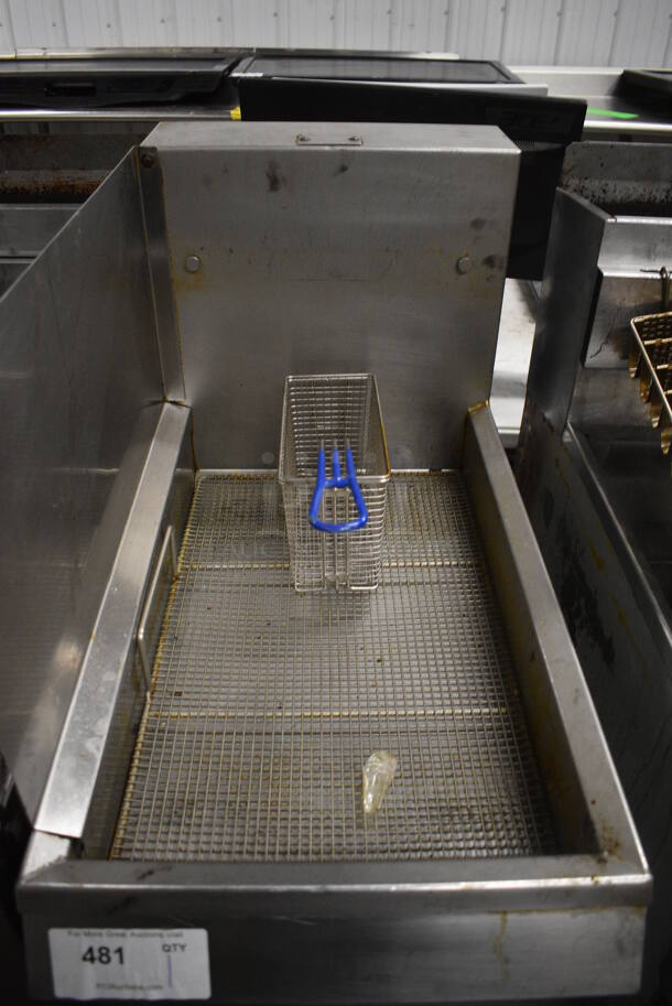 Pitco Frialator Model BB14G Stainless Steel Commercial Floor Style Dumping Station w/ Left Side Splash Guard and Basket on Commercial Casters. 16x31.5x47 - Image 3 of 5
