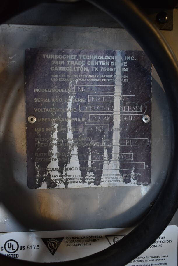 2014 Turbochef NGO Metal Commercial Countertop Electric Powered Rapid Cook Oven. 208/240 Volts, 1 Phase.  - Image 5 of 5