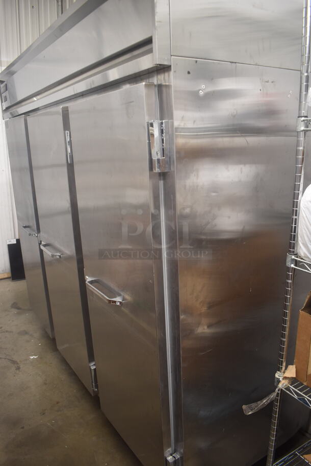 Continental DL3RE-SS Commercial Stainless Steel Three-Door Reach-In Cooler With Pan Racks And Polycoated Shelves. 115V, 1 Phase. Tested and Working! - Image 3 of 7