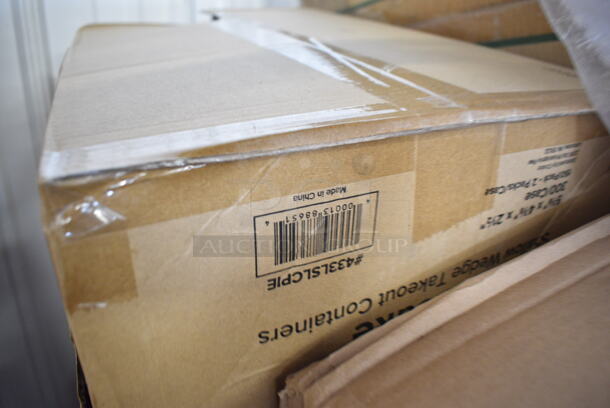 PALLET LOT of 22 BRAND NEW Boxes Including 2 Box 129MCS16B Choice 16 oz. Black 8" x 5 1/4" x 1 1/2" Rectangular Microwavable Heavy Weight Container with Lid - 150/Case, 395TO661 Ecochoice compostable Sugarcane Takeout, 2 Box 612558L Choice 8 1/8" Round Foil-Laminated Board Lid - 500/Case, 130WFORKWP Choice Individually Wrapped Medium Weight White Plastic Fork - 1000/Case, 500CC16HW Choice Heavy Weight 16 oz. Clear Plastic Cold Cup - 1000/Case, 433LSLCPIE Choice 5" Clear Hinged Slice Container with Low Dome Lid, Dart C57PST1 ClearSeal Hinged Lid Plastic Container 6" x 5 13/16" x 3" - 500/Case, Dart 60HT1 White Foam Hinged Lid Container 6" x 6" x 3" - 500/Case, 500CC12 Choice Clear PET Customizable Plastic Cold Cup - 12 oz. - 1000/Case, 433LSLCPIE Choice 5" Clear Hinged Slice Container with Low Dome Lid, Dart 12BWWCR Concorde 10-12 oz. White Non-Laminated Round Foam Bowl - 1000/Case. 22 Times Your Bid!  - Image 8 of 12