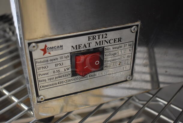 Omcan ERT12 Stainless Steel Commercial Countertop Meat Grinder Power Hub. 110 Volts, 1 Phase. 8.5x9.5x12. Tested and Powers On But Parts Do Not Move - Image 2 of 5