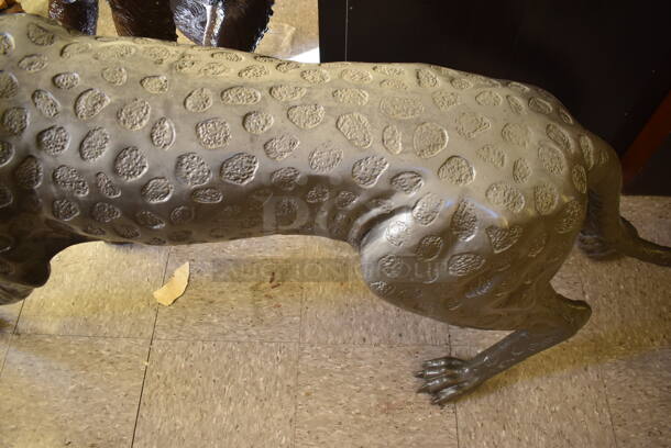 AWESOME! Bronze Painted Jaguar Statue. - Image 5 of 7