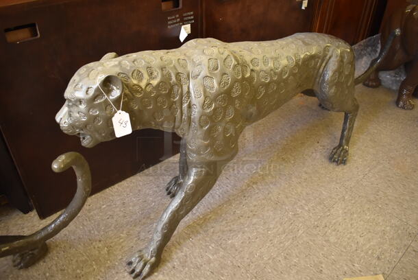 AWESOME! Bronze Painted Jaguar Statue. - Image 2 of 8