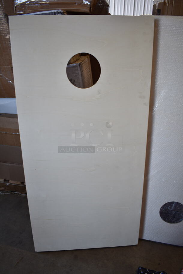 BRAND NEW SCRATCH AND DENT! Backyard Pro Courtyard Series 2' x 4' Plain Wood Cornhole Set - Image 4 of 6