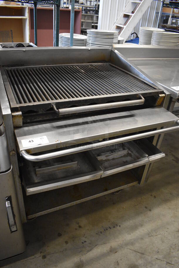MagiKitch'n Stainless Steel Commercial Floor Style Natural Gas Powered Charbroiler Grill on Commercial Casters. 36x35x40 - Image 2 of 7