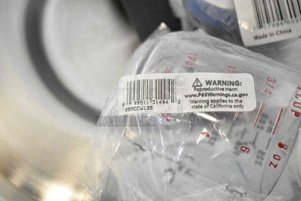 4 BRAND NEW SCRATCH AND DENT! Items Including 2 25MCCW135 Poly Measuring Pitchers, FCCLBLU Knob, Stainless Steel Cylindrical Bin, 2 Metal 1/2 Size Drop In Bins. 4 Times Your Bid!  - Image 5 of 10