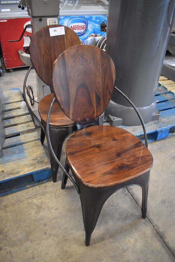 2 Wooden Dining Chairs on Metal Frame. 24x18x36. 2 Times Your Bid! - Image 3 of 6