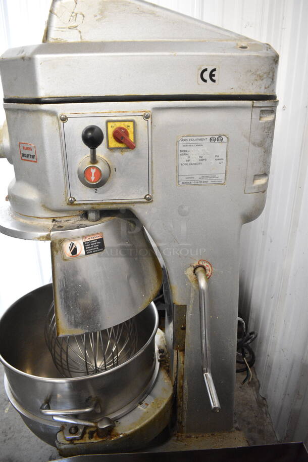 Axis AXIS M-40 Metal Commercial Floor Style 40 Quart Dough Mixer w/ Metal Mixing Bowl, Bowl Guard, Paddle and Whisk Attachments. 220 Volts, 1 Phase.  - Image 5 of 8