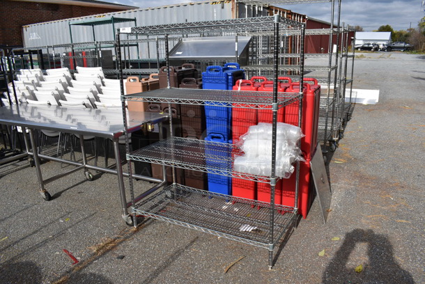 Chrome Finish 4 Tier Shelving Unit. BUYER MUST DISMANTLE. PCI CANNOT DISMANTLE FOR SHIPPING. PLEASE CONSIDER FREIGHT CHARGES. 48x24x63  - Image 3 of 3