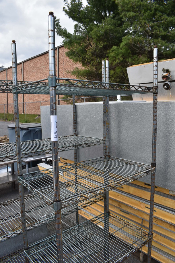 Chrome Finish 4 Tier Wire Shelving Unit. BUYER MUST DISMANTLE. PCI CANNOT DISMANTLE FOR SHIPPING. PLEASE CONSIDER FREIGHT CHARGES.  - Image 2 of 3