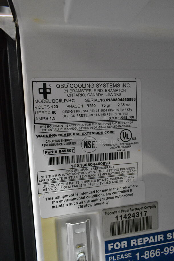 QBD DC6LP-HC Metal Mini Cooler Merchandiser. 115 Volts, 1 Phase. Tested and Working! - Image 4 of 4