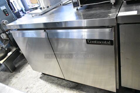 Continental SW48 Stainless Steel Commercial 2 Door Undercounter Cooler on Commercial Casters. 115 Volts, 1 Phase. Tested and Working!