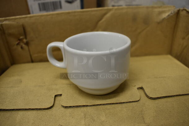14 BRAND NEW IN BOX! Tuxton ALF-0303 White Ceramic Mugs. 3.5x2.5x2. 14 Times Your Bid!