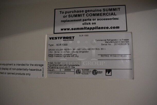 Vestfrost Model SCR 1300 Metal Commercial Single Door Reach In Cooler Merchandiser w/ Poly Coated Racks. 115 Volts, 1 Phase. 23.5x23.5x73. Tested and Working! - Image 5 of 6