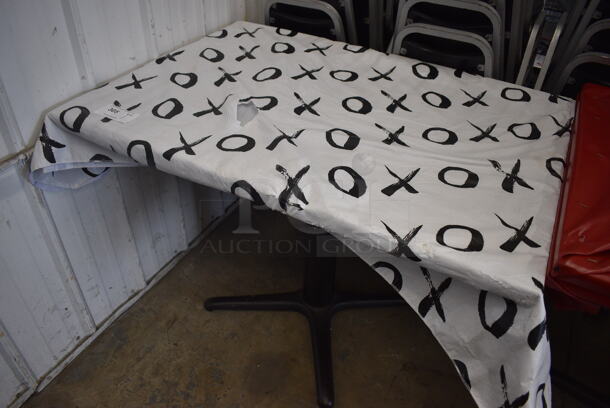 Table on Black Metal Table Base w/ Table Cloth. 42x30x30 - Image 2 of 5