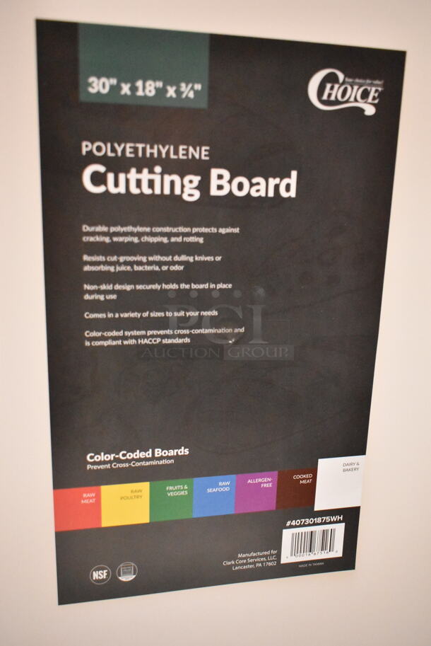 2 BRAND NEW SCRATCH AND DENT! Choice 407301875WH 30" x 18" x 3/4" White Polyethylene Cutting Board. 2 Times Your Bid! - Image 5 of 6