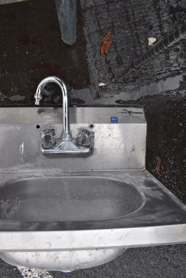 Stainless Steel Commercial Single Bay Wall Mount Sink w/ Faucet and Handles. 19x15x22 - Image 3 of 3