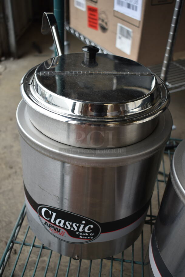 2 APW Wyott RCW-7 Stainless Steel Commercial Countertop Soup Kettle Food Warmer Rethermalizer w/ Drop In and Lid. 120 Volts, 1 Phase. 2 Times Your Bid! Tested and Working! - Image 3 of 10