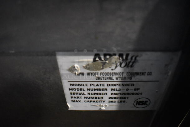 APW Wyott ML2-9-5P Stainless Steel Commercial 2 Well Plate Dispenser w/ 9" Plates on Commercial Casters. 15.5x30.5x45 - Image 2 of 8