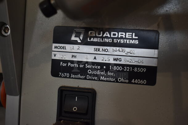 Quadrel TL2 Metal Countertop Semi Automatic Labeling Machine. 120 Volts, 1 Phase. Tested and Working! - Image 10 of 10
