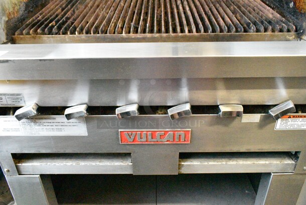 Vulcan Stainless Steel Commercial Natural Gas Powered Charbroiler Grill on Commercial Casters.  - Image 3 of 7