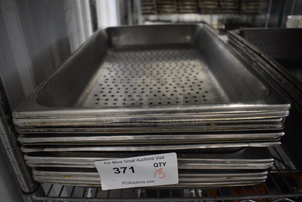 13 Stainless Steel Perforated Full Size Drop In Bins. 1/1x2.5. 13 Times Your Bid!
