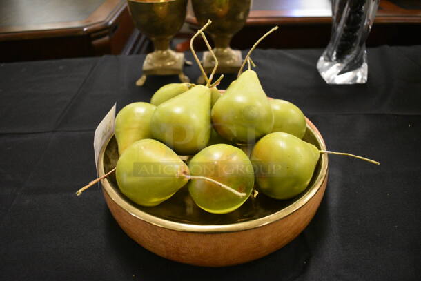 9 Fake Pears in Bowl.