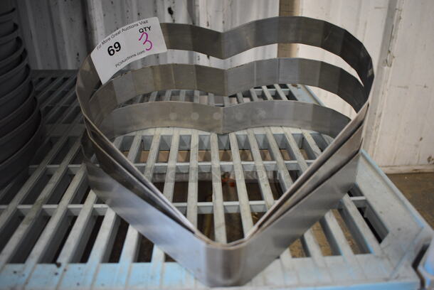 3 Metal Heart Shaped Dough Collar. 12.5x12x1. 3 Times Your Bid!