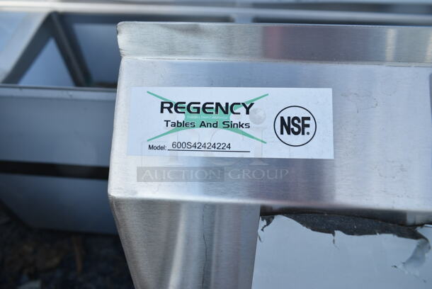 BRAND NEW SCRATCH AND DENT! Regency 600S42424224 Stainless Steel 4 Bay Sink w/ Dual Drain Board. No Legs. Bays 24x24x13.5. Drain Boards 22x26 - Image 8 of 8