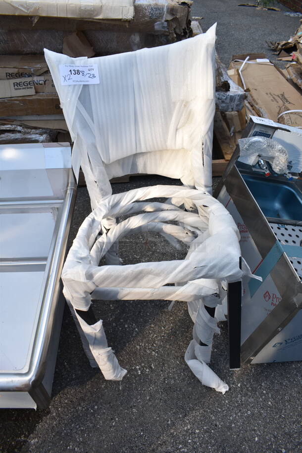 2 BRAND NEW SCRATCH AND DENT! Lancaster Table & Seating 164CMTLADFR Black Metal Dining Height Chair Frame. No Cushion. 2 Times Your Bid!   - Image 2 of 5