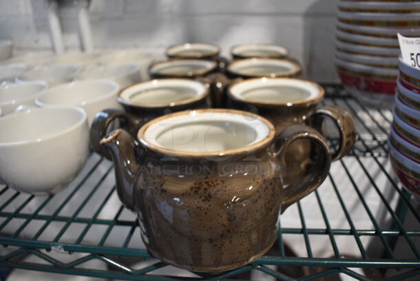 7 Brown and White Ceramic Teapots. 7x4x3.5. 7 Times Your Bid!  - Image 4 of 4