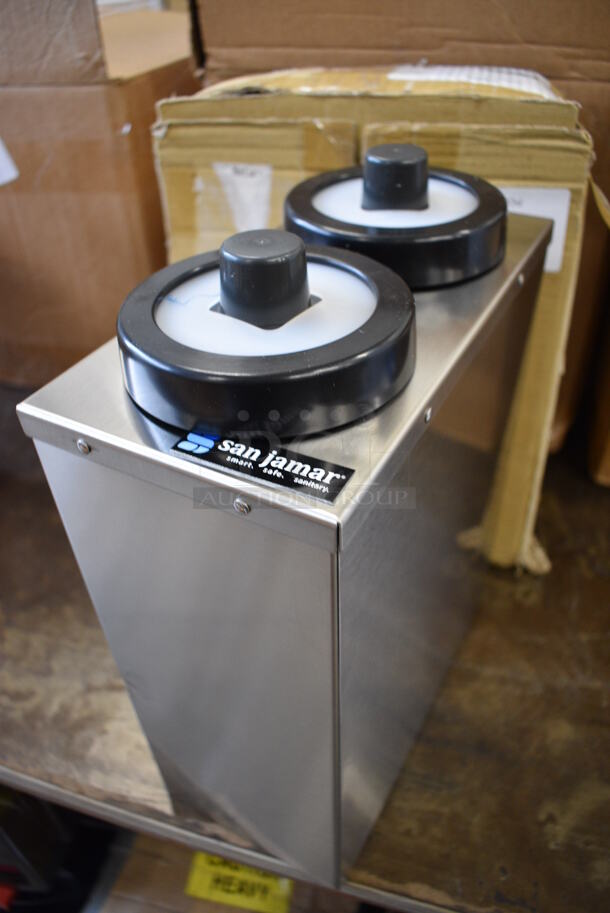 BRAND NEW! San Jamar Stainless Steel 2 Well Cup Dispenser. 5x10x14 - Image 2 of 4