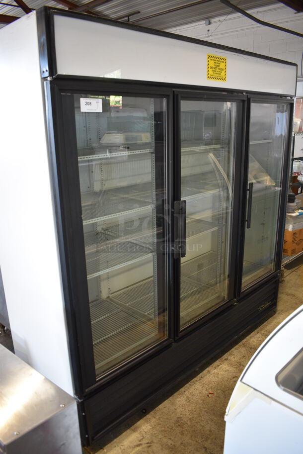 True GDM-72 Metal Commercial 2 Door Reach In Cooler Merchandiser w/ Poly Coated Racks. 115 Volts, 1 Phase. 78x30x80. Tested and Working!