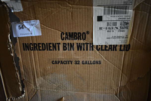BRAND NEW IN BOX! Cambro White Poly Ingredient Bin w/ Clear Lid on Commercial Casters. 22x24x22 - Image 5 of 5