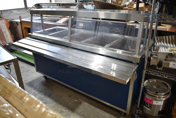 Servolift Eastern 501-5 Stainless Steel Commercial Portable 5 Well Steam Table w/ Tray Slide on Commercial Casters. 120/208 Volts, 1 Phase.  - Image 2 of 7