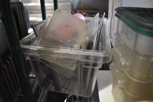 ALL ONE MONEY! Tier Lot of Various Items Including Poly Bins, Lids, Utensils and Stainless Steel Drop In Bins - Image 2 of 5