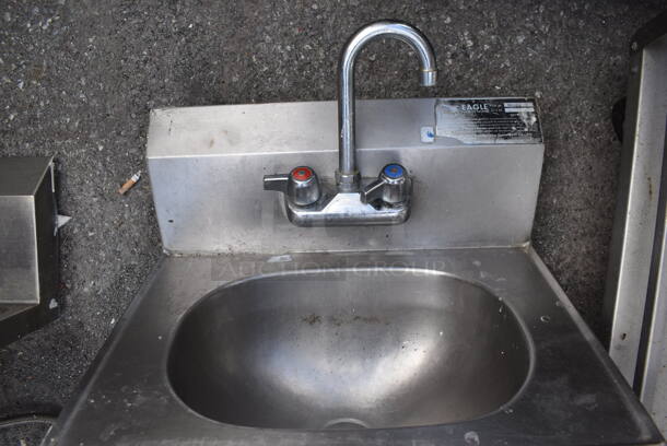 Eagle Stainless Steel Single Bay Wall Mount Sink w/ Faucet and Handles. - Image 2 of 3