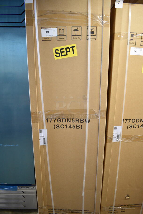 BRAND NEW! Galaxy 177GDN5RBW Metal Commercial Single Door Reach In Cooler Merchandiser w/ Poly Coated Racks and Red, White, and Blue LED Lighting. 110-120 Volts, 1 Phase. - Image 2 of 3