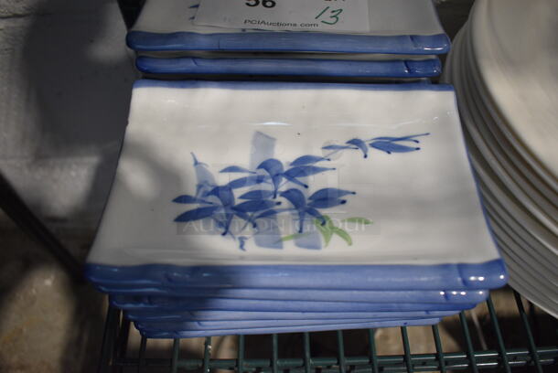 13 White and Blue Ceramic Rectangular Plates. 7x4.5x1. 13 Times Your Bid! - Image 2 of 4