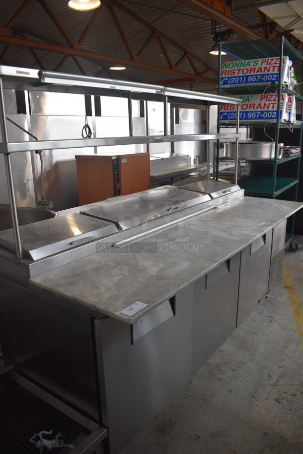 True TPP-93 Commercial Stainless Steel Pizza Prep Table With 2 Over shelves And Steel Racks on Commercial Casters. 115V/ 1 Phase. Tested And Working - Image 2 of 9