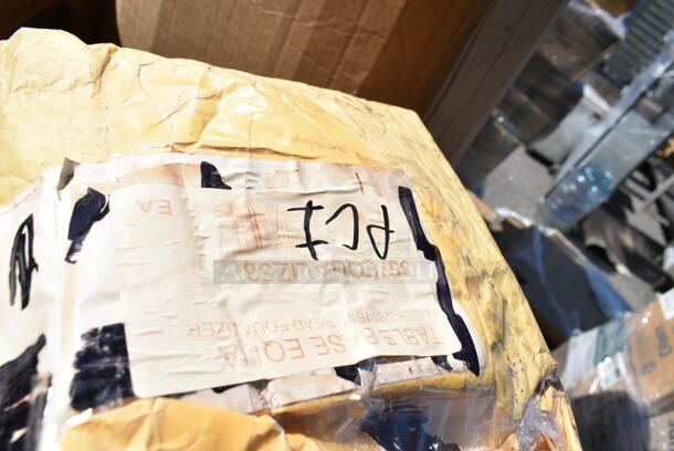 PALLET LOT of 24 BRAND NEW Boxes Including 80853TC Tablecraft 53TC Clear Widemouth Cone Tip Cap for Squeeze Bottles with a 53 mm Opening, 500CC12 Choice Clear PET Customizable Plastic Cold Cup - 12 oz. - 1000/Case, 500MFTN Lavex Natural Brown Kraft M-Fold (Multifold) Towel - 4000/Case, 5002WRAPNAP Choice WrapNap White 1/4 Fold 2-Ply Dinner Napkin 16" x 16" - 3000/Case, 50012DWALLW Choice 12 oz. White Smooth Double Wall Paper Hot Cup - 500/Case, 127P2C Choice Clear Plastic Souffle Cup / Portion Cup - 2 oz. - 2500/Case, 3 Box 500LFLAT Choice Clear Flat Lid with Straw Slot - 9, 12, 16, 20, and 24 oz. - 1000/Case, 303COLOR14YE Acopa Capri 13 3/4" x 10 1/2" Citrus Yellow Oval Stoneware Coupe Platter - 12/Case, 5002DNAP Choice White 2-Ply Dinner Napkin 17" x 15" - 3000/Case, 160TCP54120BK Choice 54" x 120" Rectangular Black 100% Spun Polyester Hemmed Cloth Table Cover. 24 Times Your Bid!  - Image 2 of 12