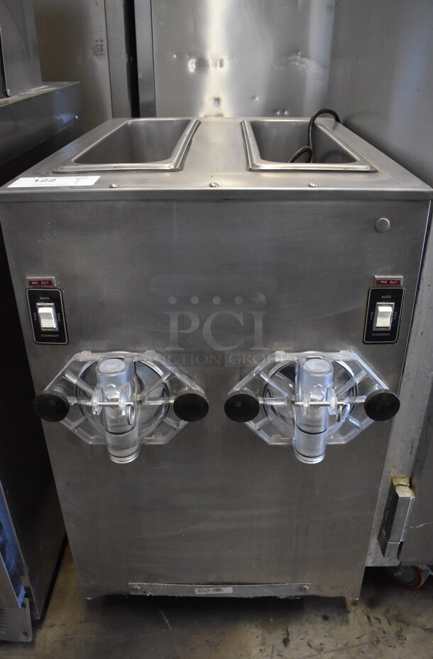 SaniServ A7581E Stainless Steel Commercial Countertop 2 Flavor Frozen Beverage Machine. 115 Volts, 1 Phase. 20x30x33 - Image 1 of 6