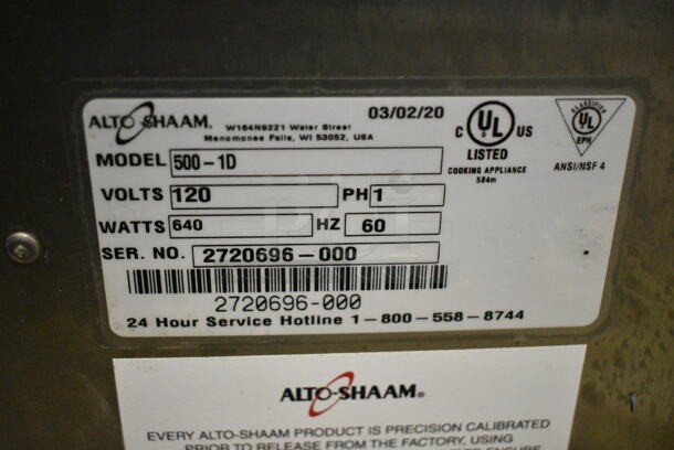 2020 Alto Shaam 500-1D Stainless Steel Commercial Single Drawer Warming Drawer. 120 Volts, 1 Phase. Tested and Working! - Image 6 of 6