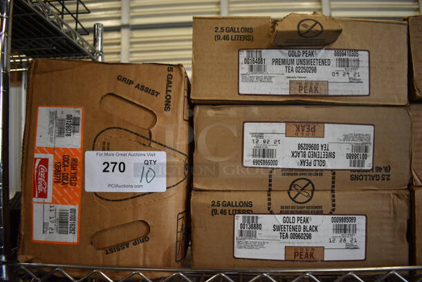 ALL ONE MONEY! Lot of 10 Boxes of Bag In Box BIB Concentrated Drink Flavors; Coca Cola, 7 Gold Peak Iced Tea, 2 Fanta Apple - Image 2 of 4