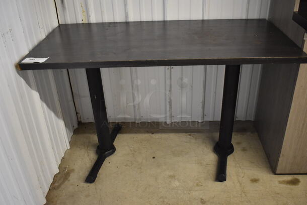 Wood Pattern Table on 2 Black Metal Straight Leg Table Bases. 48x24x29 - Image 2 of 5