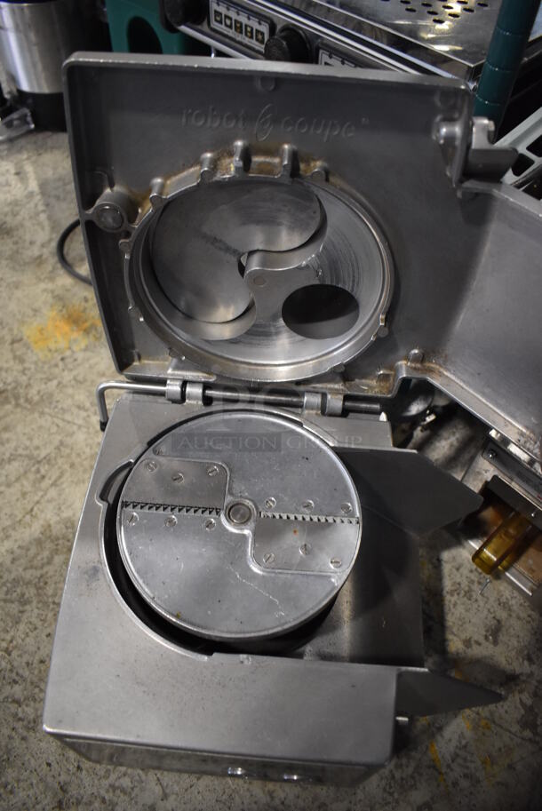 Robot Coupe CL50 Series E Metal Commercial Countertop Food Processor w/ Continuous Feed Head and Slicing Blade. 120 Volts, 1 Phase. 14x12x24. Tested and Working! - Image 7 of 11