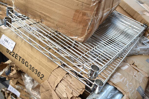 BRAND NEW SCRATCH AND DENT! Green Finish Wall Mount Storage Display Pieces, 2 Chrome Finish Racks, Chrome Bracket, Pot Rack Hooks and 2 Flat Cross Leg Feet, Cooking Performance Group 35121001Q003 Adjustable Foot for Electric Griddles, 427BASESTSQW Lancaster Table & Seating 50 lb. Square Black Steel Umbrella Base with Wheels. - Image 3 of 10